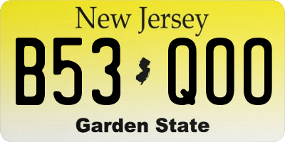 NJ license plate B53QOO