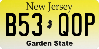 NJ license plate B53QOP