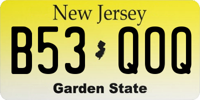 NJ license plate B53QOQ