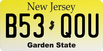 NJ license plate B53QOU