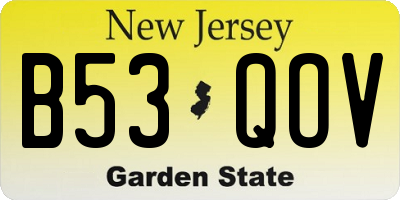 NJ license plate B53QOV