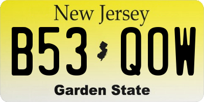 NJ license plate B53QOW