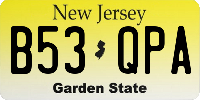 NJ license plate B53QPA