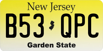 NJ license plate B53QPC