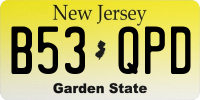 NJ license plate B53QPD