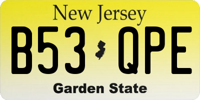 NJ license plate B53QPE