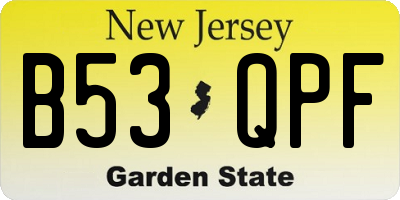NJ license plate B53QPF