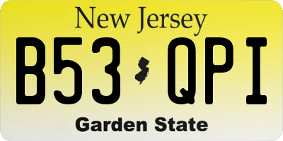 NJ license plate B53QPI