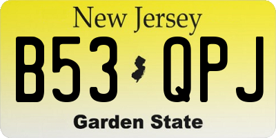 NJ license plate B53QPJ