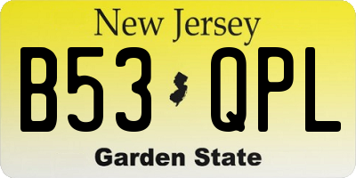 NJ license plate B53QPL