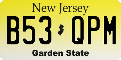 NJ license plate B53QPM