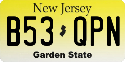 NJ license plate B53QPN