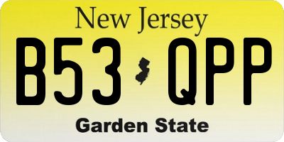 NJ license plate B53QPP