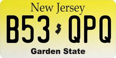 NJ license plate B53QPQ