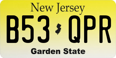 NJ license plate B53QPR