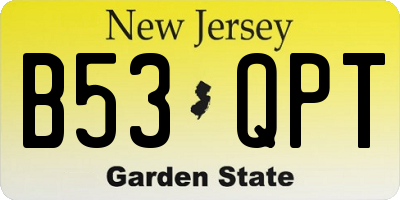 NJ license plate B53QPT