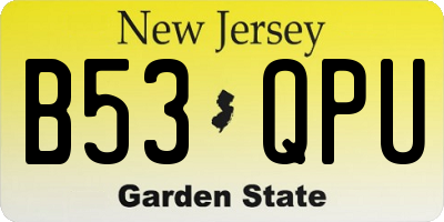 NJ license plate B53QPU