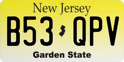 NJ license plate B53QPV