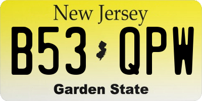 NJ license plate B53QPW