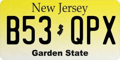 NJ license plate B53QPX