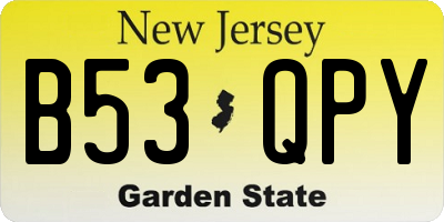 NJ license plate B53QPY