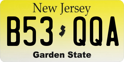NJ license plate B53QQA