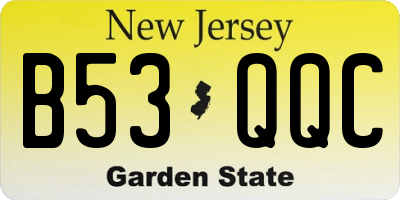NJ license plate B53QQC