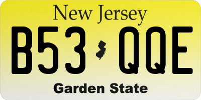 NJ license plate B53QQE