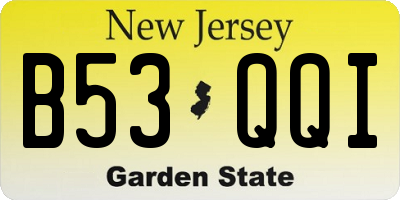 NJ license plate B53QQI