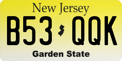 NJ license plate B53QQK