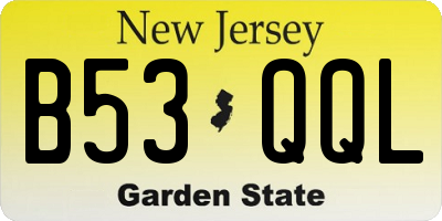 NJ license plate B53QQL