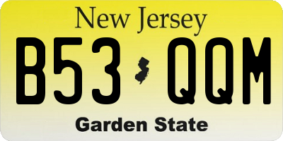 NJ license plate B53QQM