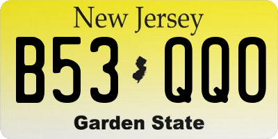NJ license plate B53QQO