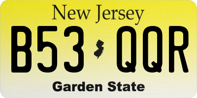 NJ license plate B53QQR