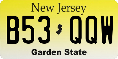 NJ license plate B53QQW