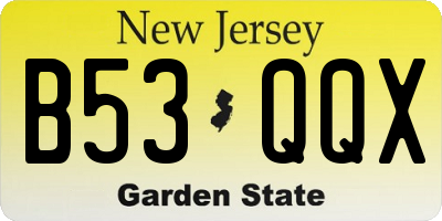 NJ license plate B53QQX