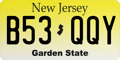 NJ license plate B53QQY