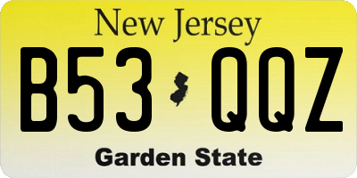 NJ license plate B53QQZ