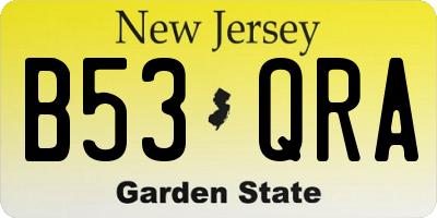 NJ license plate B53QRA