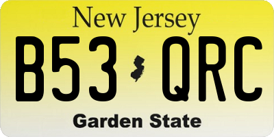 NJ license plate B53QRC
