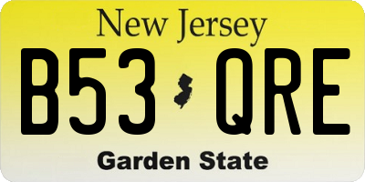NJ license plate B53QRE