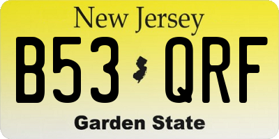 NJ license plate B53QRF