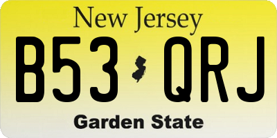 NJ license plate B53QRJ