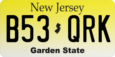 NJ license plate B53QRK