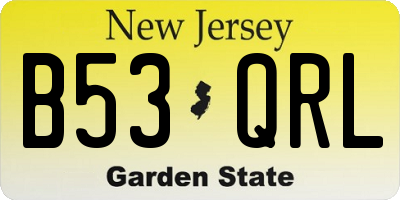 NJ license plate B53QRL
