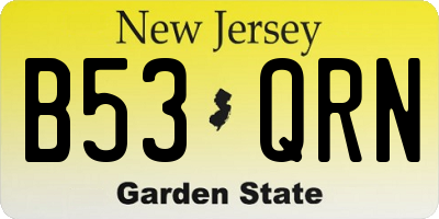 NJ license plate B53QRN