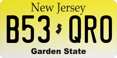 NJ license plate B53QRO