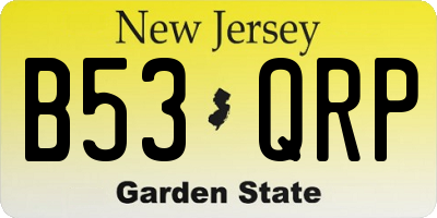 NJ license plate B53QRP