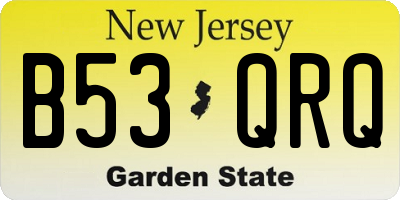 NJ license plate B53QRQ