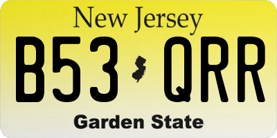 NJ license plate B53QRR